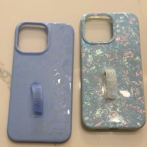 Loopy Case Blue leopard & Iridescent Phone Cases 15 Pro Max with Integrated Grip
